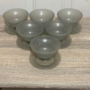 Vintage MCM Set Tupperware 754 Short Parfait Dessert Sundae Cups Set Of 6 Gray